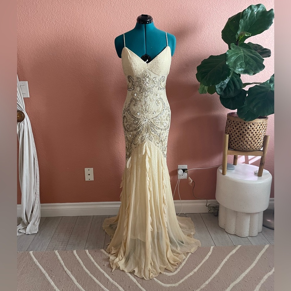 Beaded Vintage Cream Gown